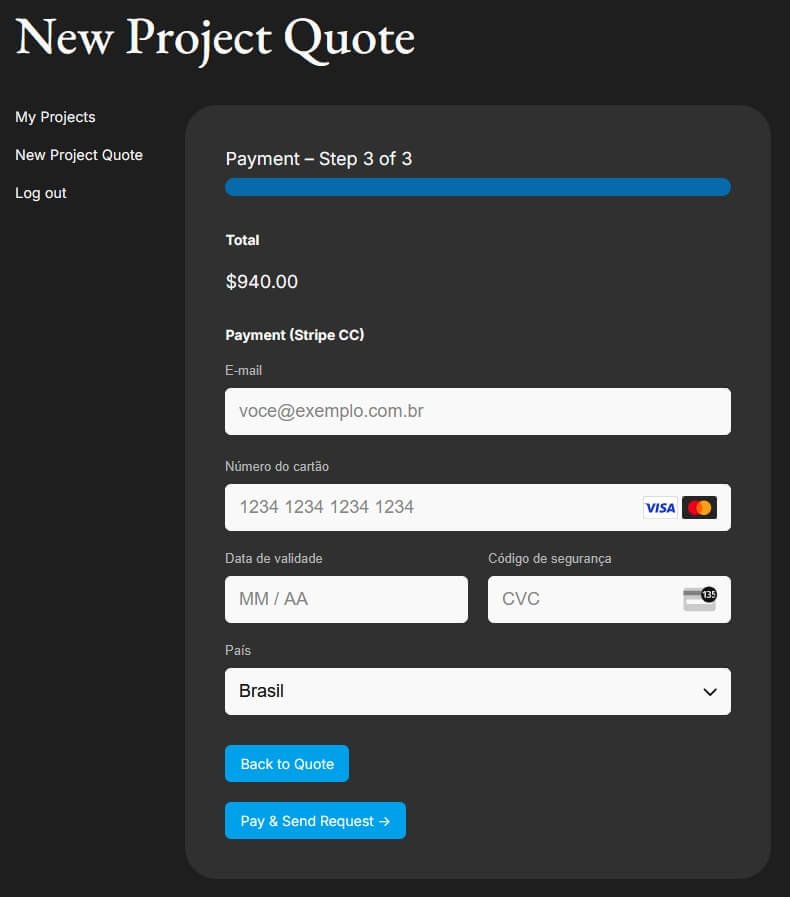 Rafy Client Dashboard - Checkout